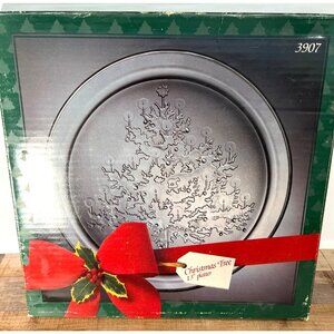 Christmas Tree Pattern Glass Platter 13"